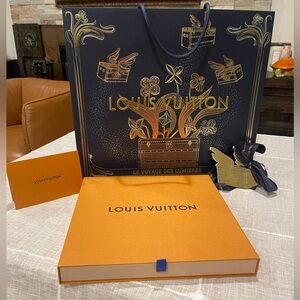 Brand new Louis Vuitton store bag, box, gift tag, ribbon, and receipt envelope